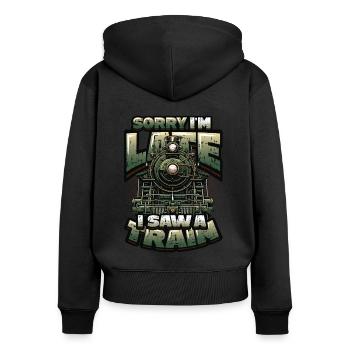 Trainspotting Train Lovers Trains - Women's Premium Organic Zip Hoodie - black - Back - Julia (174cm)