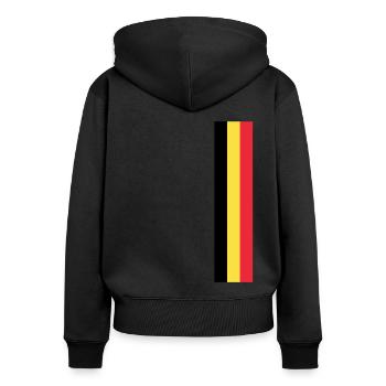 Drapeau belge Belgique Drapeau belge Belge - Sweat à capuche zippé Premium bio Femme - noir - Dos - Julia (174cm)