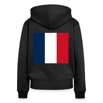 Frankreich Paris Eiffelturm Französische Fahne Fun - Frauen Premium Bio Zip Hoodie - Schwarz - Hinten - Julia (174cm)