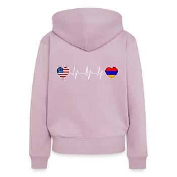 Armenien - Frauen Premium Bio Zip Hoodie - Altrosa - Hinten - Julia (174cm)