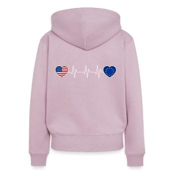 Union européenne - Sweat à capuche zippé Premium bio Femme - rose poudré - Dos - Julia (174cm)