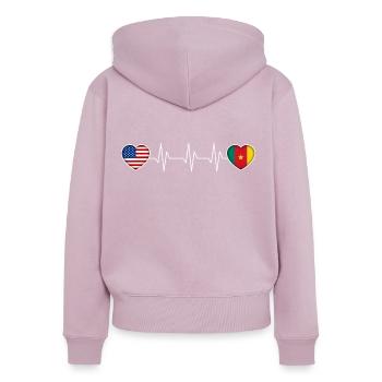 Cameroun - Sweat à capuche zippé Premium bio Femme - rose poudré - Dos - Julia (174cm)