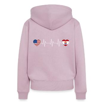 Französisch-Polynesien - Frauen Premium Bio Zip Hoodie - Altrosa - Hinten - Julia (174cm)