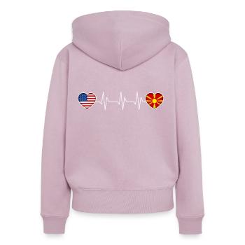 Macédoine - Sweat à capuche zippé Premium bio Femme - rose poudré - Dos - Julia (174cm)