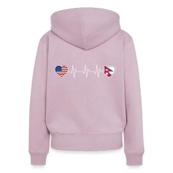 Nepal - Frauen Premium Bio Zip Hoodie - Altrosa - Hinten - Julia (174cm)