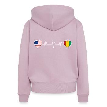 Guinée - Sweat à capuche zippé Premium bio Femme - rose poudré - Dos - Julia (174cm)