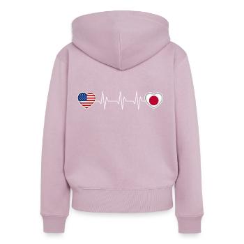 Japan - Frauen Premium Bio Zip Hoodie - Altrosa - Hinten - Julia (174cm)