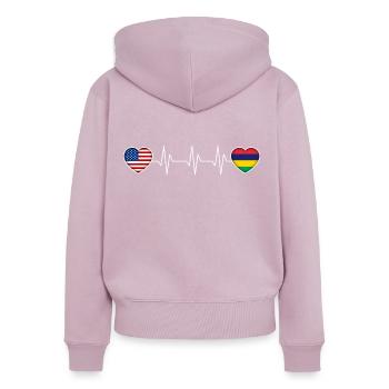 Mauritius - Frauen Premium Bio Zip Hoodie - Altrosa - Hinten - Julia (174cm)