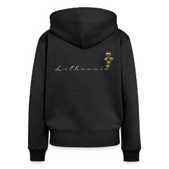 Lithuania - Women's Premium Organic Zip Hoodie - black - Back - Julia (174cm)