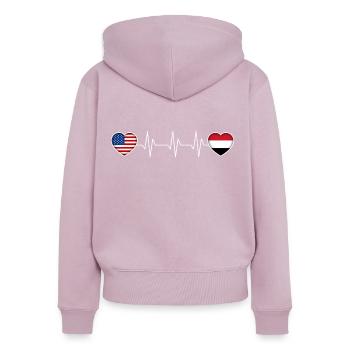 Jemen - Frauen Premium Bio Zip Hoodie - Altrosa - Hinten - Julia (174cm)