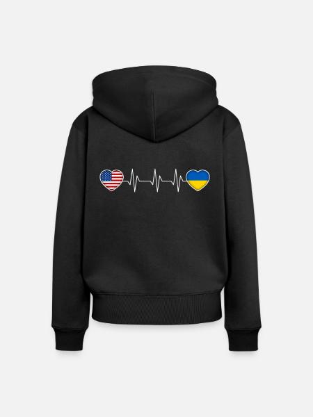 Ukraine - Frauen Premium Bio Zip Hoodie - Schwarz
