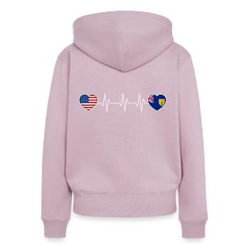 Turks et Caicos (Îles) - Sweat à capuche zippé Premium bio Femme - rose poudré - Dos - Julia (174cm)
