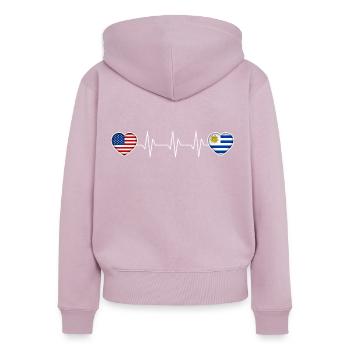 Uruguay - Frauen Premium Bio Zip Hoodie - Altrosa - Hinten - Julia (174cm)