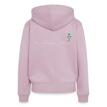 Turkmenistan - Frauen Premium Bio Zip Hoodie - Altrosa - Hinten - Julia (174cm)
