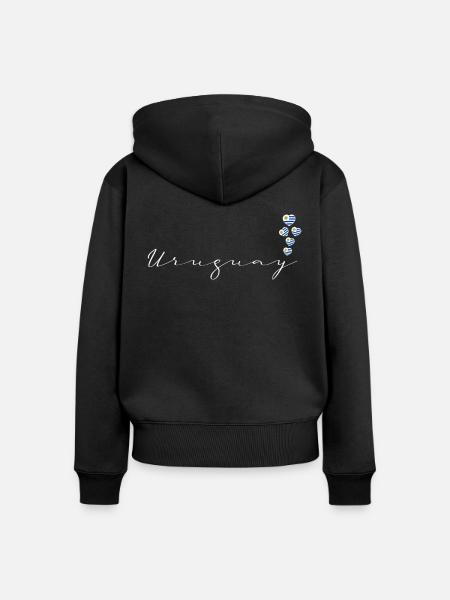 Uruguay - Frauen Premium Bio Zip Hoodie - Schwarz