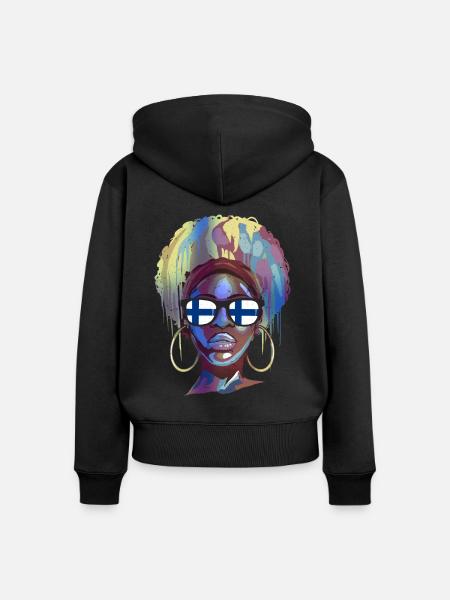 Finnland - Frauen Premium Bio Zip Hoodie - Schwarz