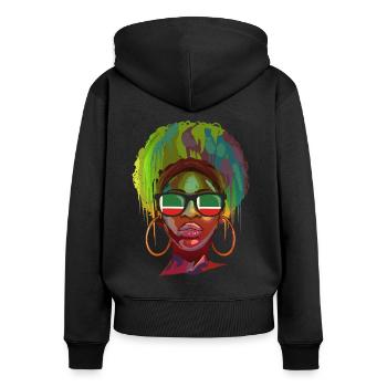 Tchétchénie - Sweat à capuche zippé Premium bio Femme - noir - Dos - Julia (174cm)