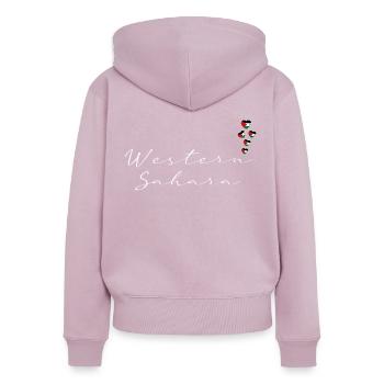 Sahara occidental - Sweat à capuche zippé Premium bio Femme - rose poudré - Dos - Julia (174cm)