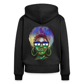Lesotho - Frauen Premium Bio Zip Hoodie - Schwarz - Hinten - Julia (174cm)