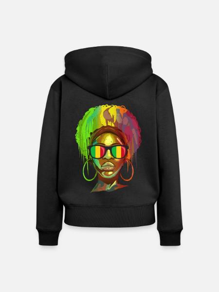 Mali - Frauen Premium Bio Zip Hoodie - Schwarz