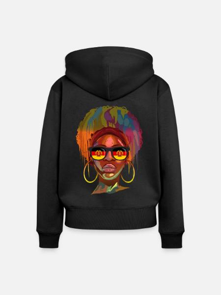 DDR - Frauen Premium Bio Zip Hoodie - Schwarz