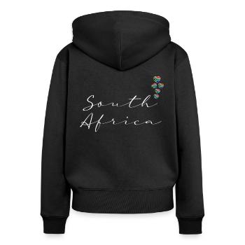 Südafrika - Frauen Premium Bio Zip Hoodie - Schwarz - Hinten - Julia (174cm)