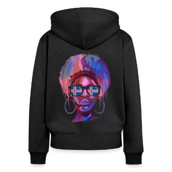 Island - Frauen Premium Bio Zip Hoodie - Schwarz - Hinten - Julia (174cm)