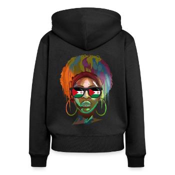Sahara occidental - Sweat à capuche zippé Premium bio Femme - noir - Dos - Julia (174cm)