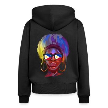 Philippinen - Frauen Premium Bio Zip Hoodie - Schwarz - Hinten - Julia (174cm)