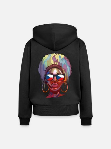 Tschechische Republik - Frauen Premium Bio Zip Hoodie - Schwarz