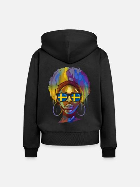 Schweden - Frauen Premium Bio Zip Hoodie - Schwarz