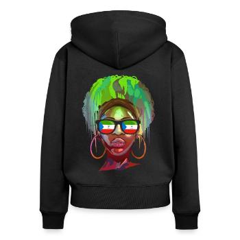 Guinée équatoriale - Sweat à capuche zippé Premium bio Femme - noir - Dos - Julia (174cm)