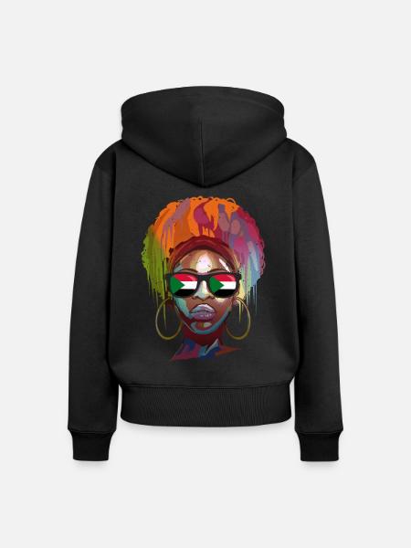 Sudan - Frauen Premium Bio Zip Hoodie - Schwarz