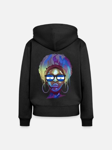 El Salvador - Frauen Premium Bio Zip Hoodie - Schwarz