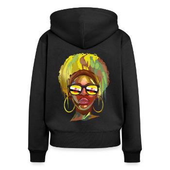 Brunei - Frauen Premium Bio Zip Hoodie - Schwarz - Hinten - Julia (174cm)
