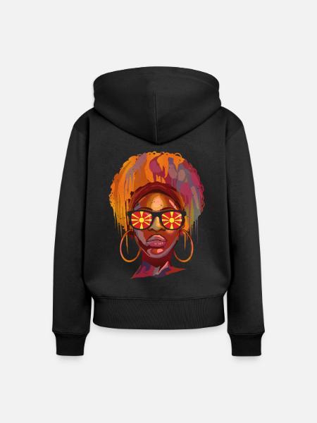 Nordmazedonien - Frauen Premium Bio Zip Hoodie - Schwarz