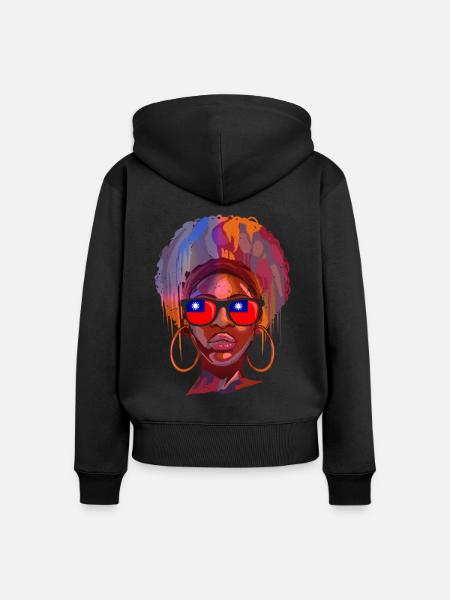 Taiwan - Frauen Premium Bio Zip Hoodie - Schwarz
