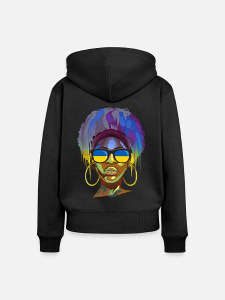 Ukraine - Frauen Premium Bio Zip Hoodie - Schwarz