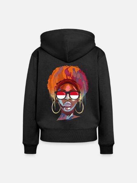 Indonesien - Frauen Premium Bio Zip Hoodie - Schwarz