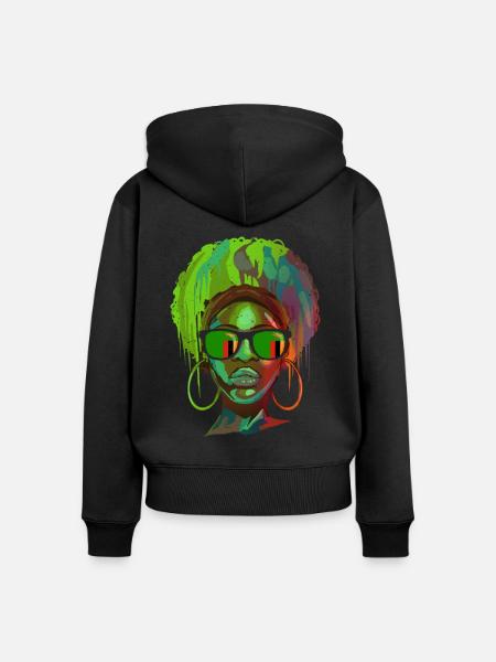 Sambia - Frauen Premium Bio Zip Hoodie - Schwarz