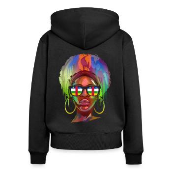 Zentralafrikanische Republik - Frauen Premium Bio Zip Hoodie - Schwarz - Hinten - Julia (174cm)