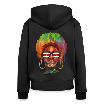 Suriname - Sweat à capuche zippé Premium bio Femme - noir - Dos - Julia (174cm)