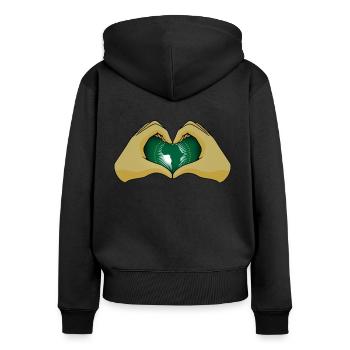 Afrikanische Union - Frauen Premium Bio Zip Hoodie - Schwarz - Hinten - Julia (174cm)
