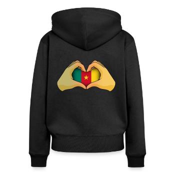 Cameroun - Sweat à capuche zippé Premium bio Femme - noir - Dos - Julia (174cm)