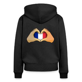 France - Women's Premium Organic Zip Hoodie - black - Back - Julia (174cm)