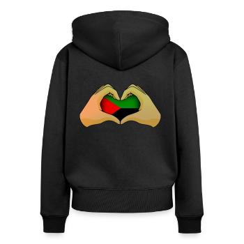 Martinique - Frauen Premium Bio Zip Hoodie - Schwarz - Hinten - Julia (174cm)