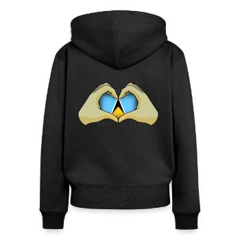 Sainte-Lucie - Sweat à capuche zippé Premium bio Femme - noir - Dos - Julia (174cm)