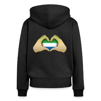 Sierra Leone - Frauen Premium Bio Zip Hoodie - Schwarz - Hinten - Julia (174cm)