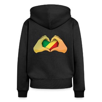 République du Congo - Sweat à capuche zippé Premium bio Femme - noir - Dos - Julia (174cm)