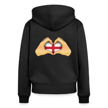 England - Frauen Premium Bio Zip Hoodie - Schwarz - Hinten - Julia (174cm)
